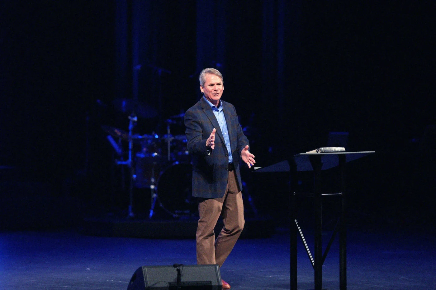 Pastor Jamie Kjos preaching at Brightmoor Christian Church