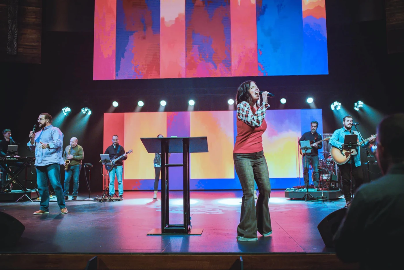 The worship team leading a service at Brightmoor Christian Church
